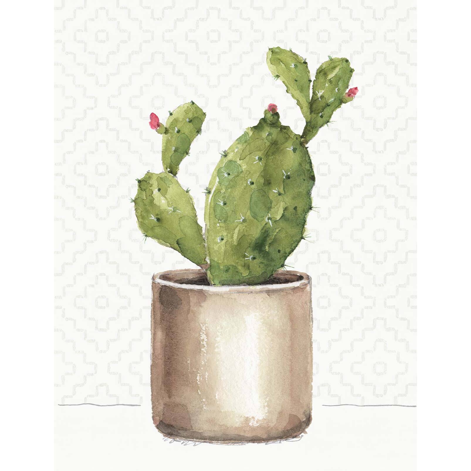 Papier peint exotique cactus en pot Intissé