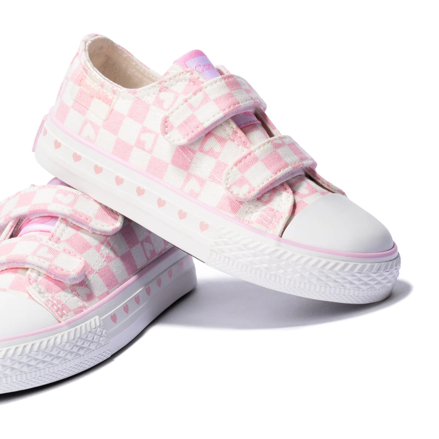 Zapatillas De Niña De Lona Con Estampado De Cuadros En Rosa