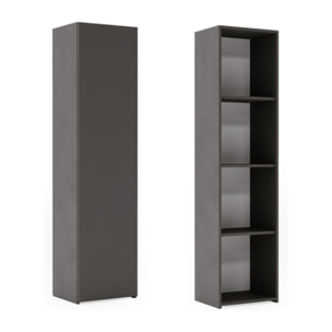 Libreria chiusa LONI 160x40 cm grigia con anta e ripiani interni