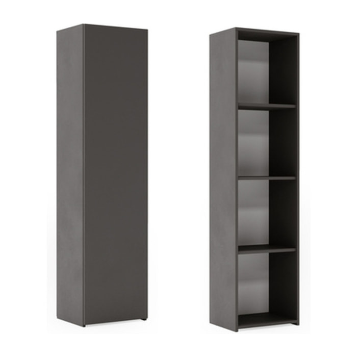 Libreria chiusa LONI 160x40 cm grigia con anta e ripiani interni