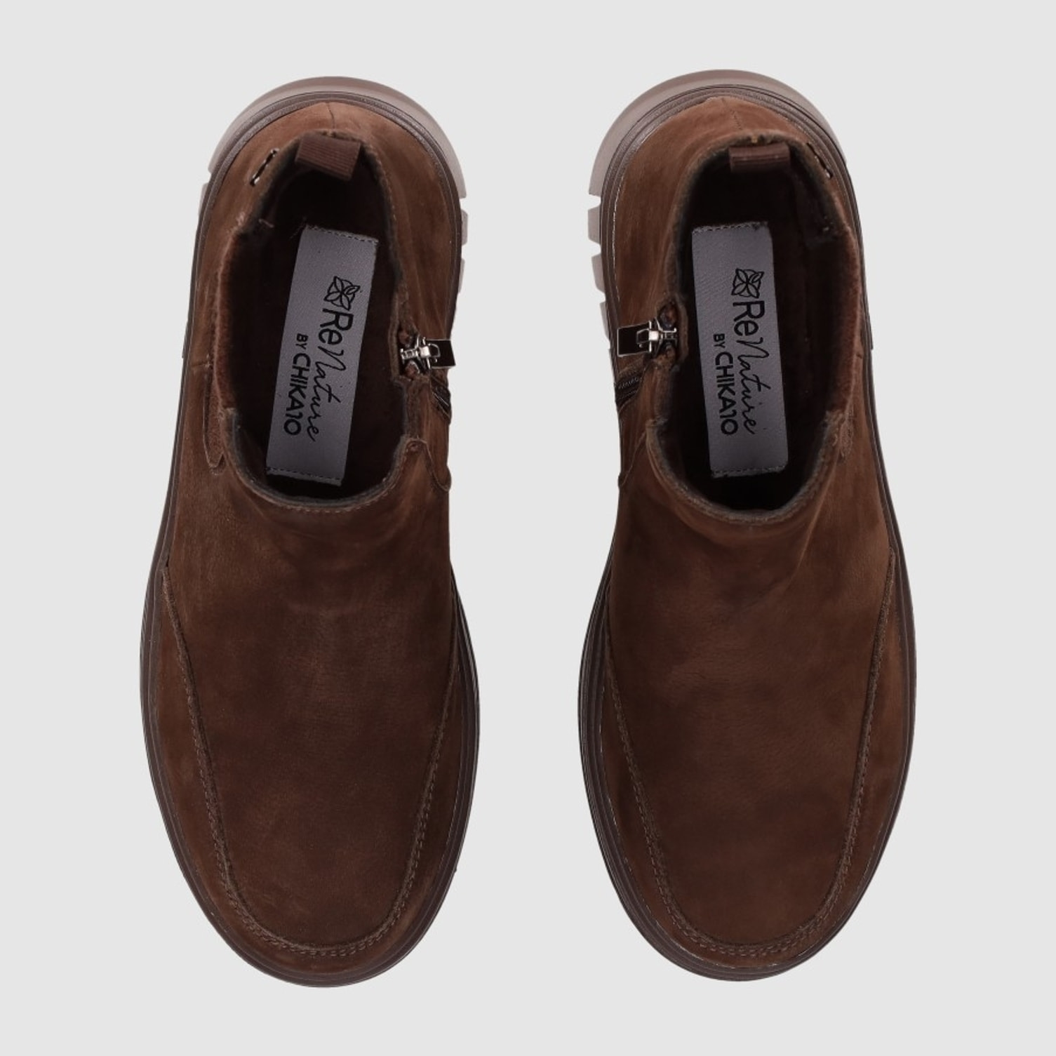 Botines de Serraje - Marron - Tacón: Bajo