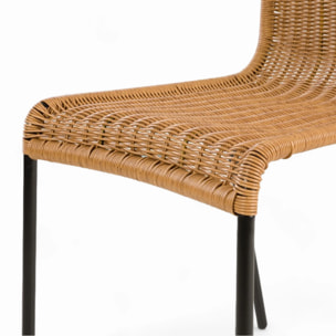 Lot de 2 chaises intérieur/extérieur en résine tressée naturelle - Sirivara