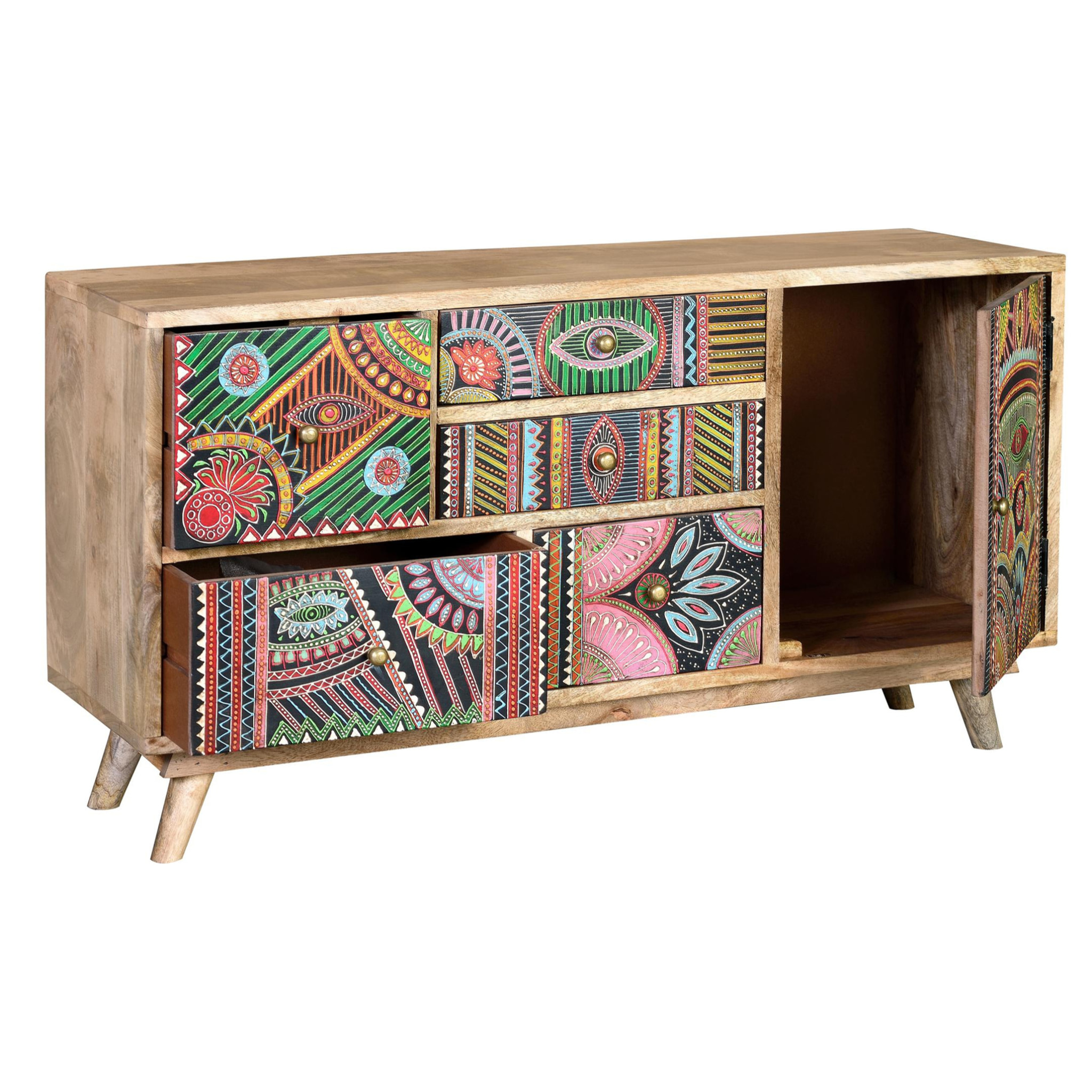 Cómoda de Madera de Mango 100 Cm Estilo Boho Ethnic