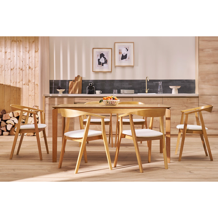 Chaises scandinaves bois clair et tissu effet velours texturé beige (lot de 2) BAHIA