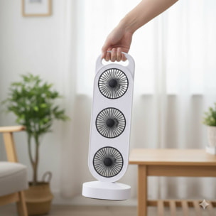 Ventilador USB, 3W, 3 velocidades, batería 1200mAh, blanco