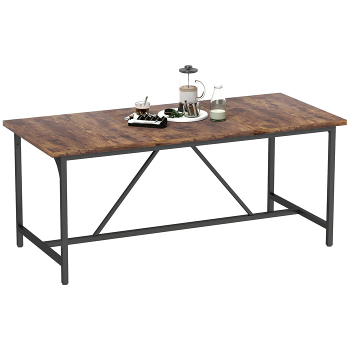 Mesa de Comedor Rectangular para 6-8 Personas, Mesa de Cocina Industrial con Tablero Grueso y Patas de Metal, 180x80x75,5 cm, Marrón Rústico