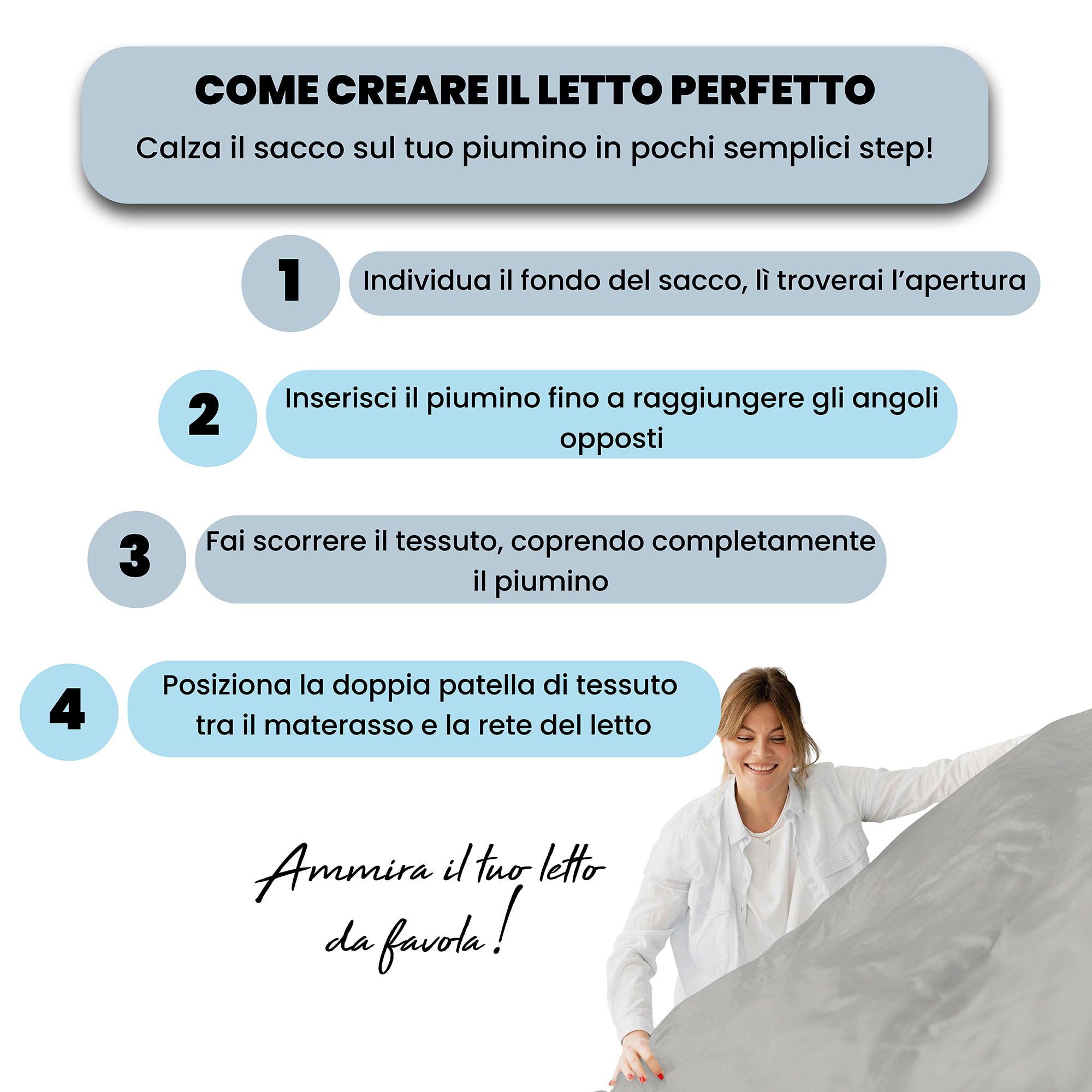 PARURE COPRIPIUMINO RASO CLOE, 100% Raso di Cotone, Made in Italy - GRIGIO CHIARO