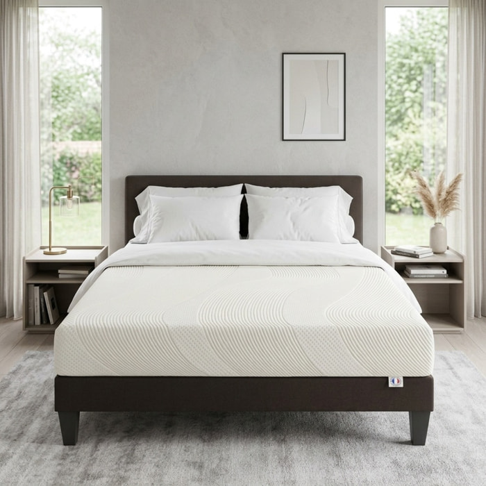 Ensemble Matelas Paris & Sommier KIT15, 24 cm, Mémoire de Forme, technologie Tri-Lattes, Soutien Ferme