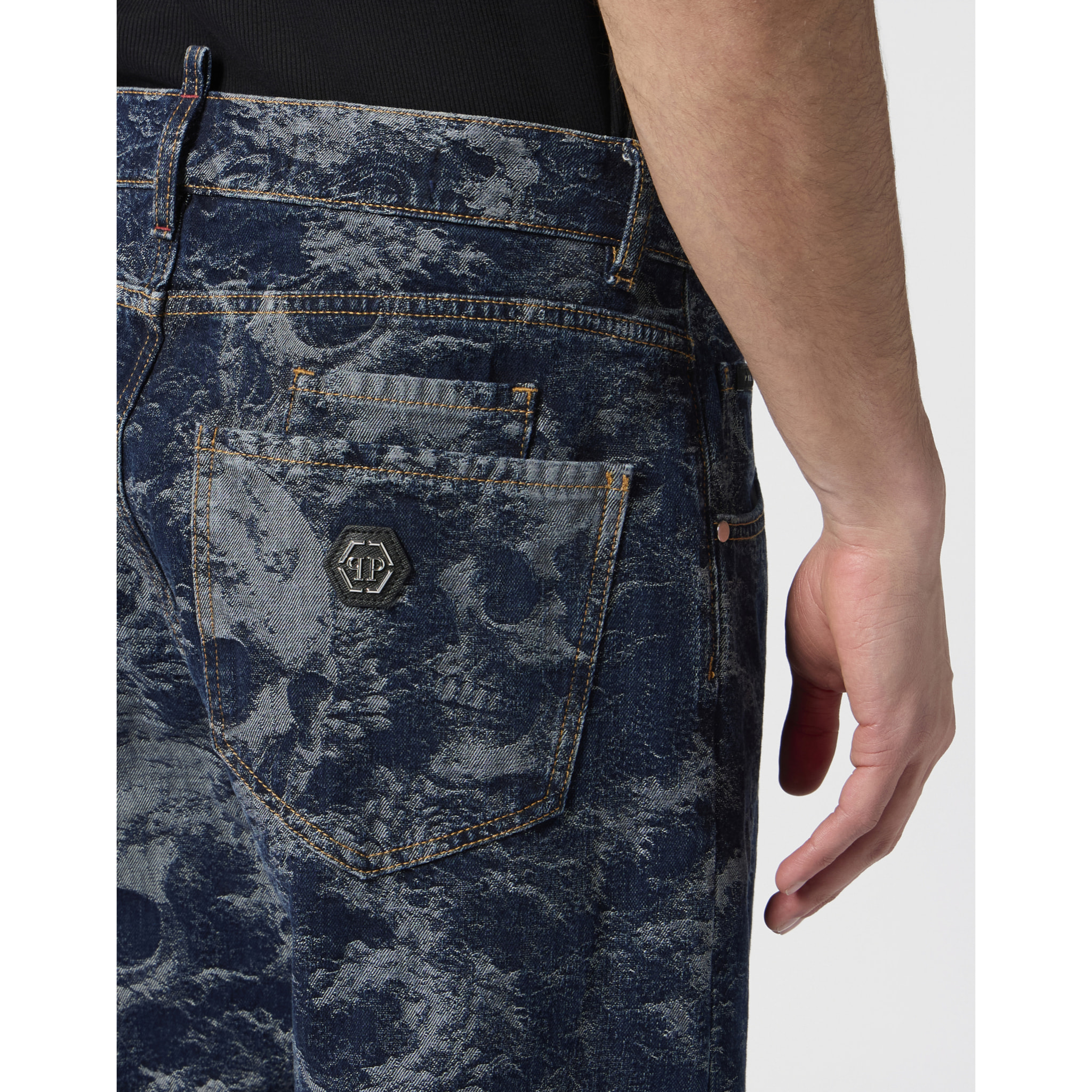 PHILIPP PLEIN Beach Boy Fit Jeans All-Over Skulls Skull