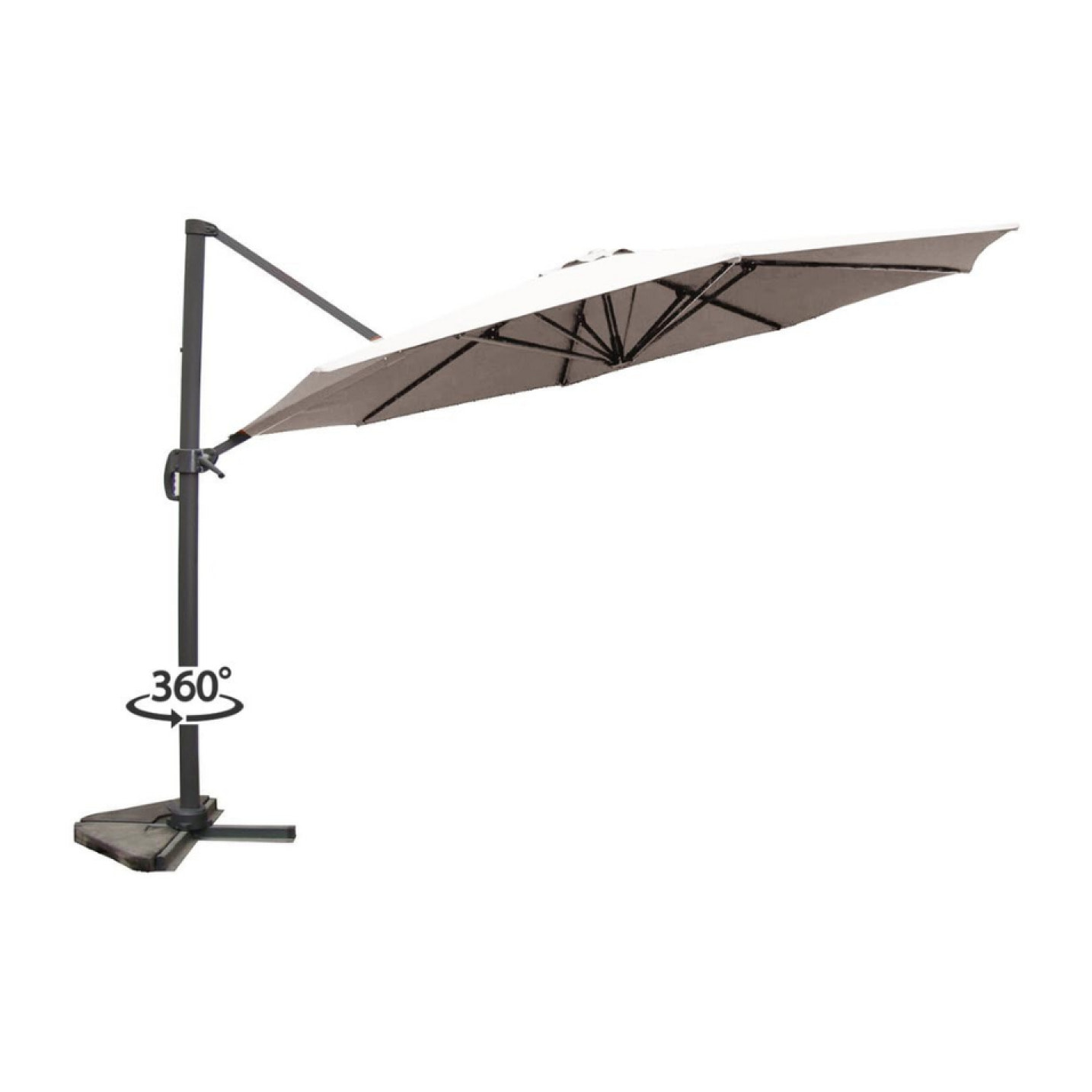 Parasol écru droit rond 3,5 x 3,5 m rotatif à 360 TARGA