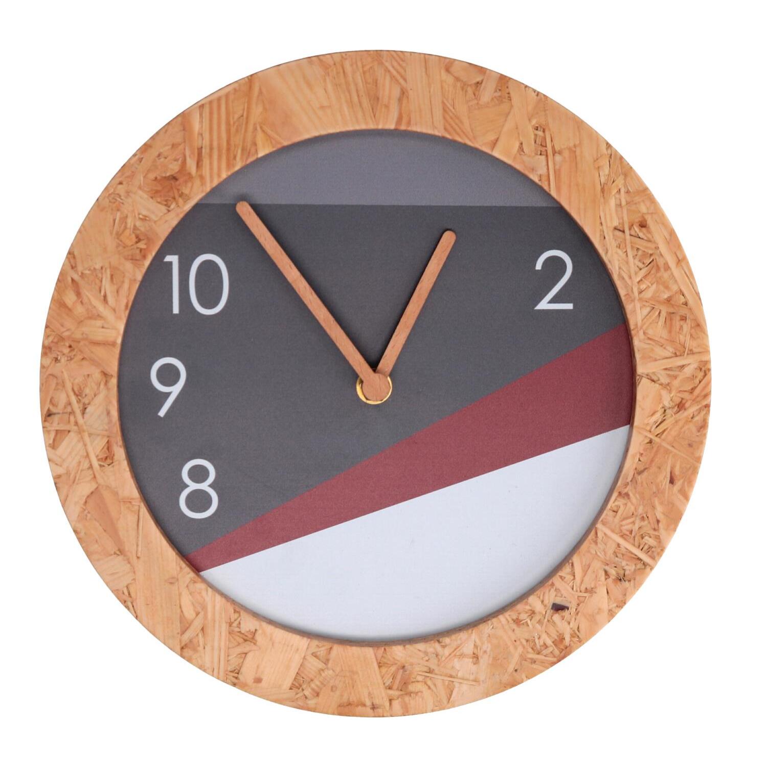 Orologio in legno con bordo grigio tondo cm ø26h3