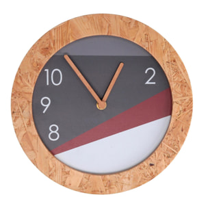 Orologio in legno con bordo grigio tondo cm ø26h3