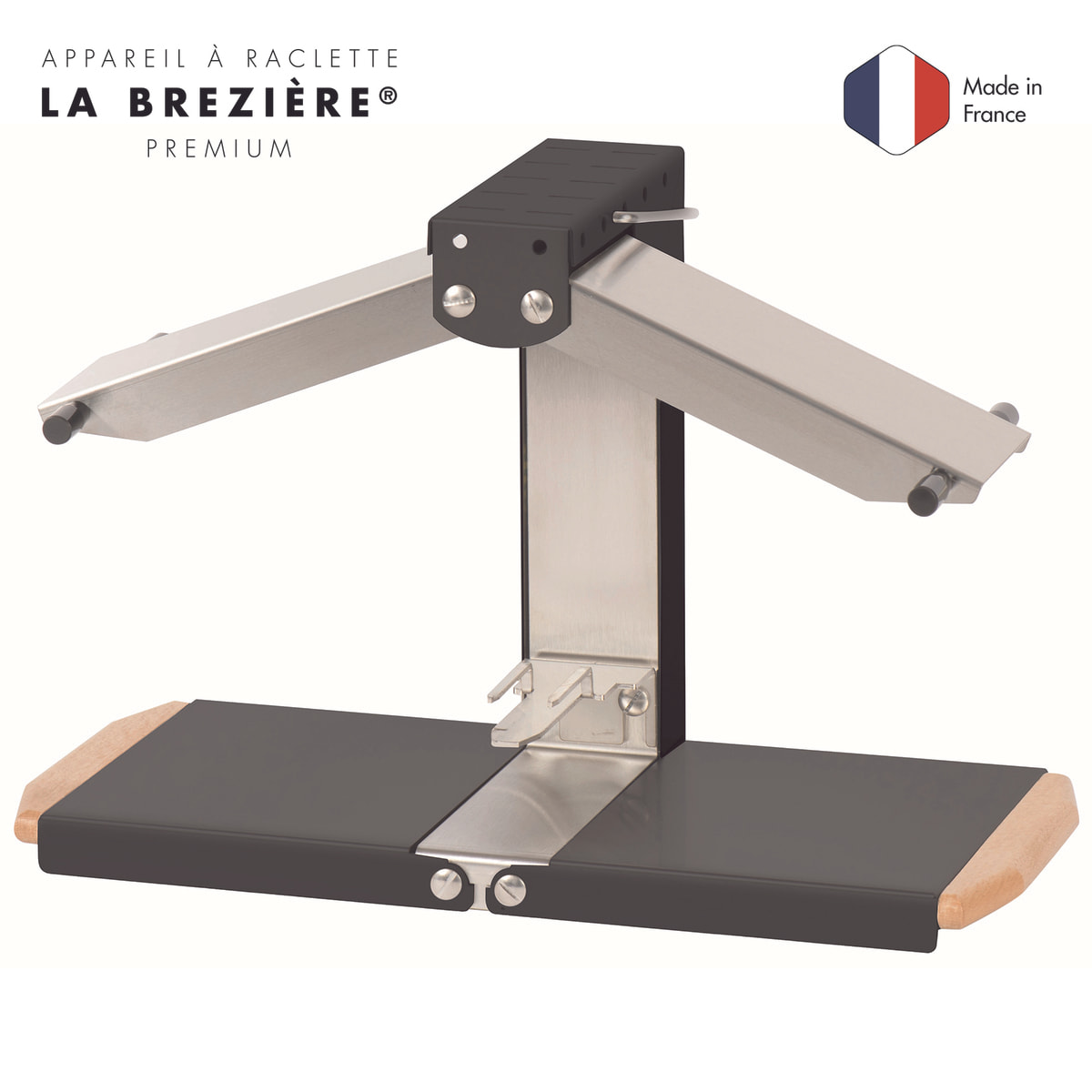 Appareil à raclette - Brézière® PREMIUM - Noir - Poignées bois - Couteau inclus