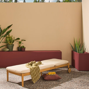 Bain de soleil bois d'acacia multi positions avec roulettes SOLA