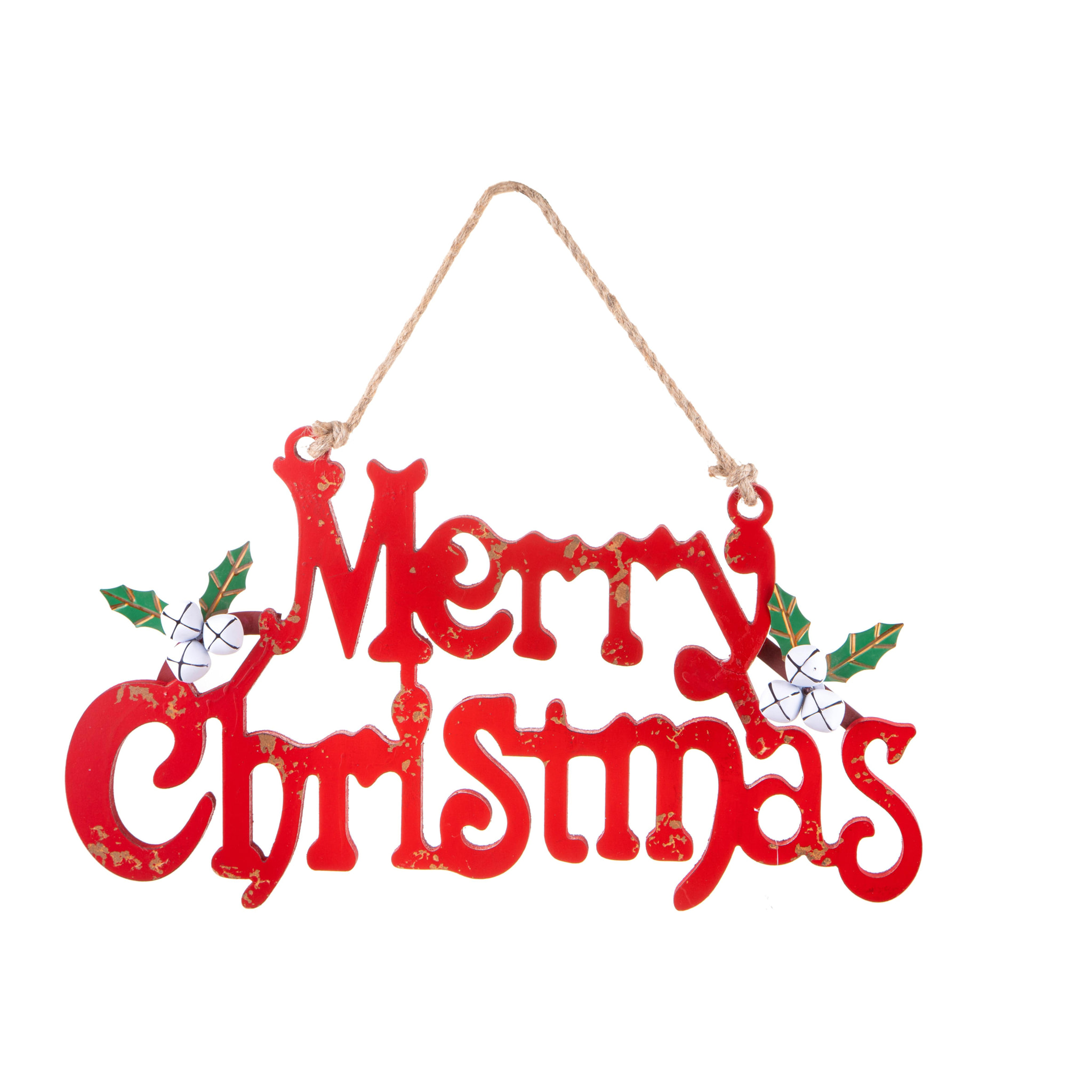 Decoro Merry Christmas - Pezzi 1 - Colore Rosso - 34x61Hx6cm - Bianchi Dino