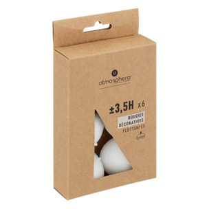 6 bougies parfumées "Many" D4,5cm blanc