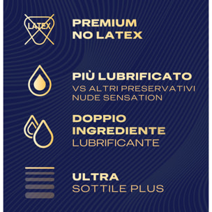 Preservativi Anallergici Nude Sensation Premium No Latex Extra Lubrificati ad Alta Sensibilità Senza Lattice - 6 Profilattici