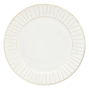 Lot de 6 Assiette à dessert à bord rayé Camille D.20cm blanc