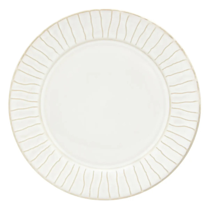 Lot de 6 Assiette à dessert à bord rayé Camille D.20cm blanc