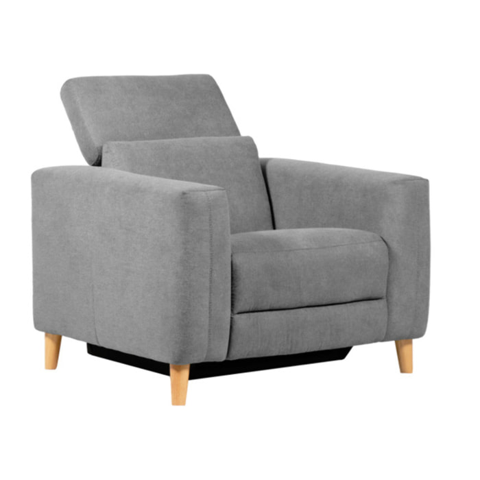 Fauteuil électrique relax tissu et pieds en bois - MARCO