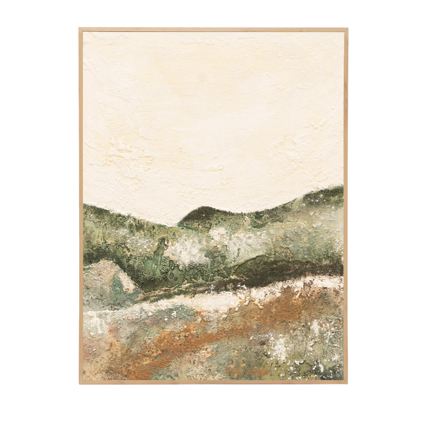 Cuadro beige y verde decorativo sobre algodón con bastidor de madera pintado a mano con pintura al óleo de varias medidas