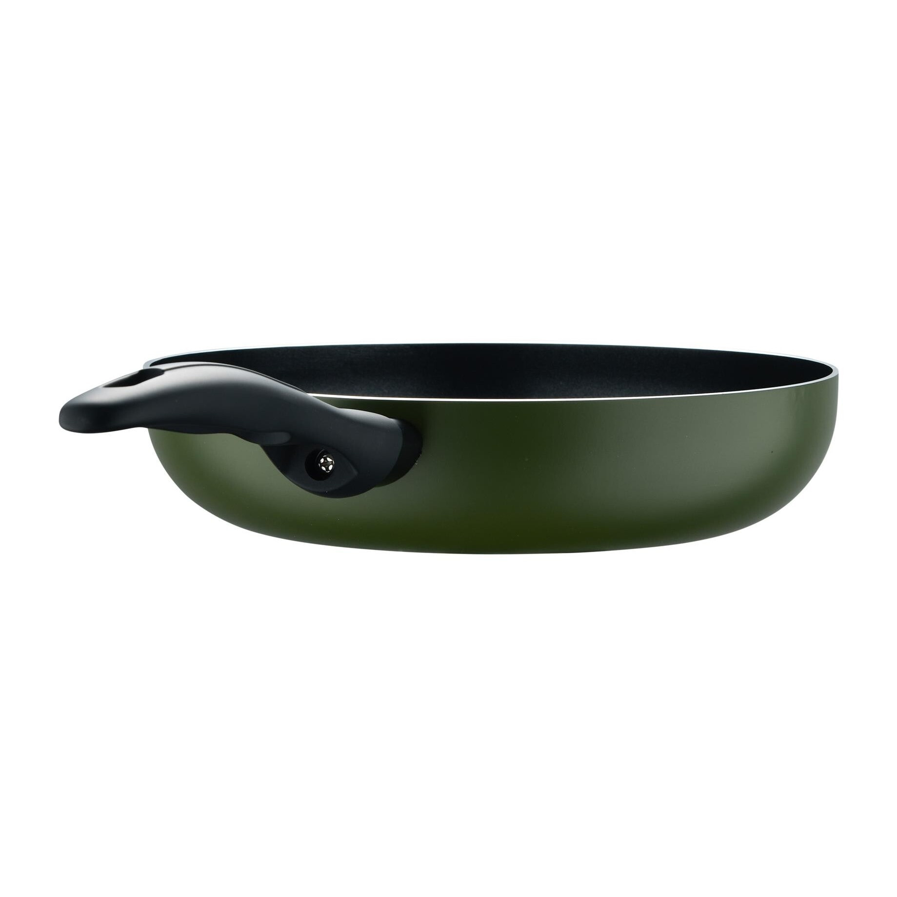Sartén en aluminio prensado verde, antiadherente y ligera para cocina diaria