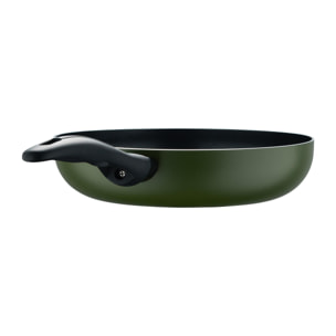 Sartén en aluminio prensado verde, antiadherente y ligera para cocina diaria