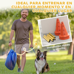 Juego de Agilidad para Perros, Vallas de Obstáculos de Entrenamiento de Coordinación, 8 Conos 30 cm de Altura, 4 Barras 80 cm de Longitud y Bolsa de Transporte, para Deporte de Fútbol y Perros