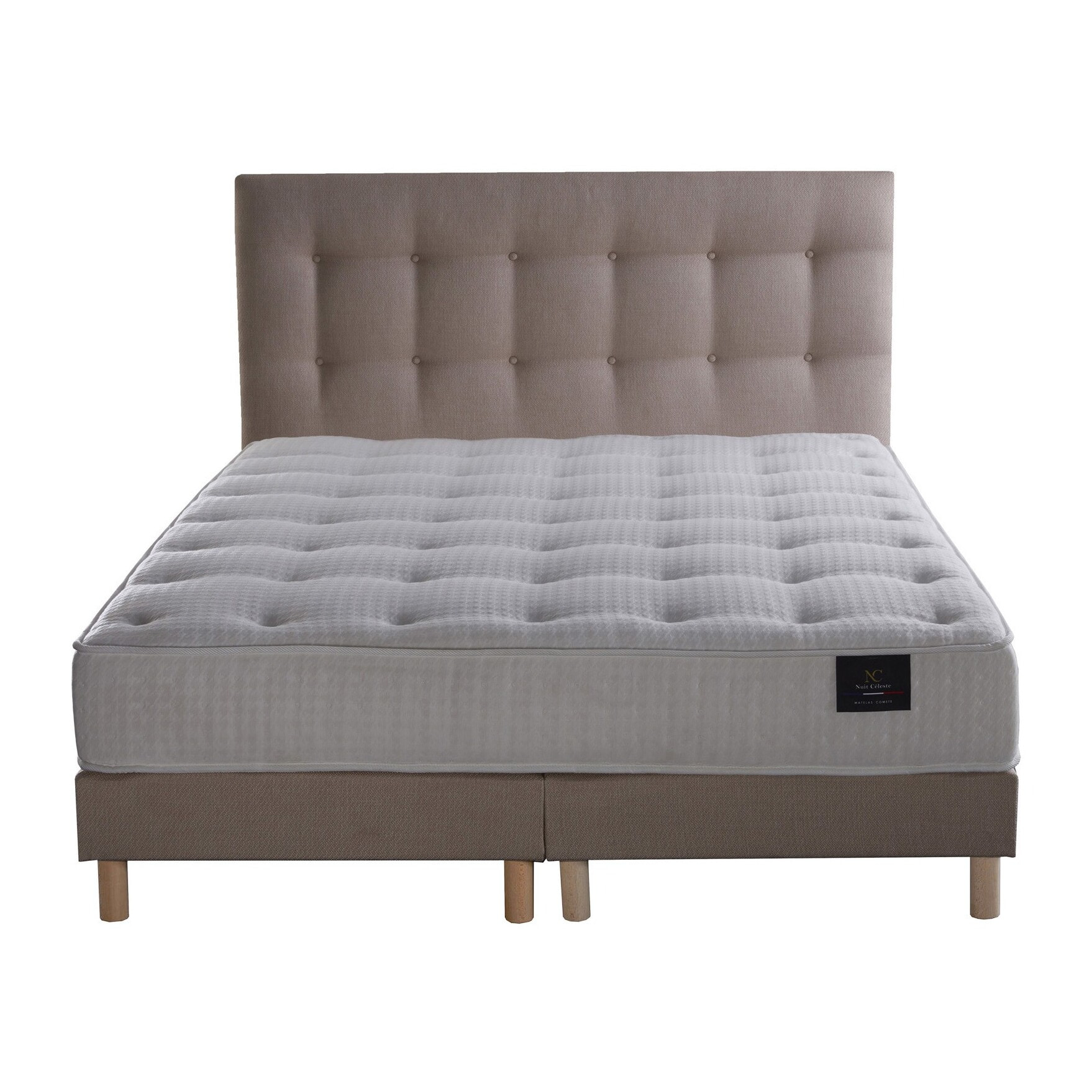 Ensemble matelas ressorts mémoire de forme, PULSAR + tête de lit capitonnée + sommier 11 cm