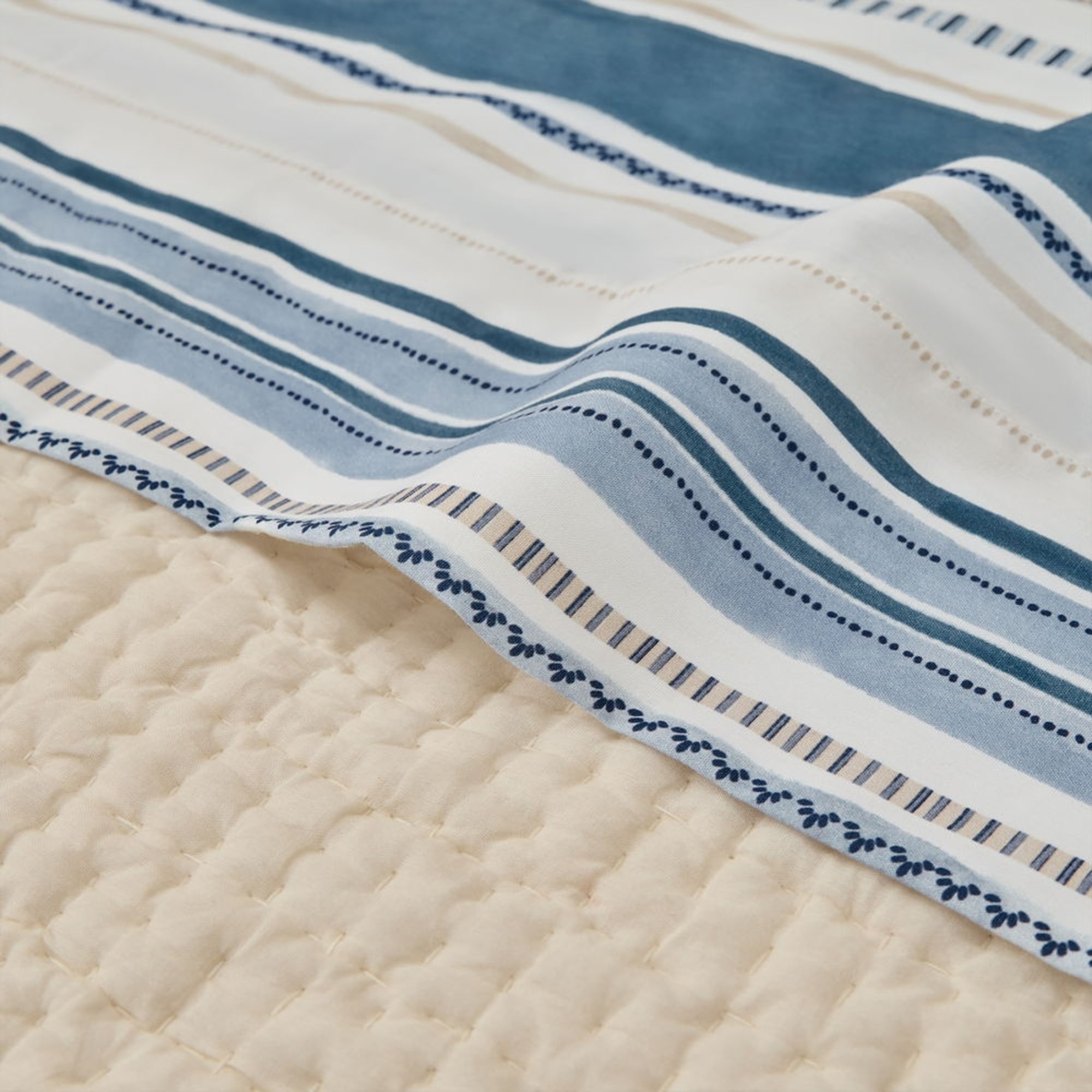 Sábana de algodón 180 hilos rayas Drea color azul 100% Algodón percal