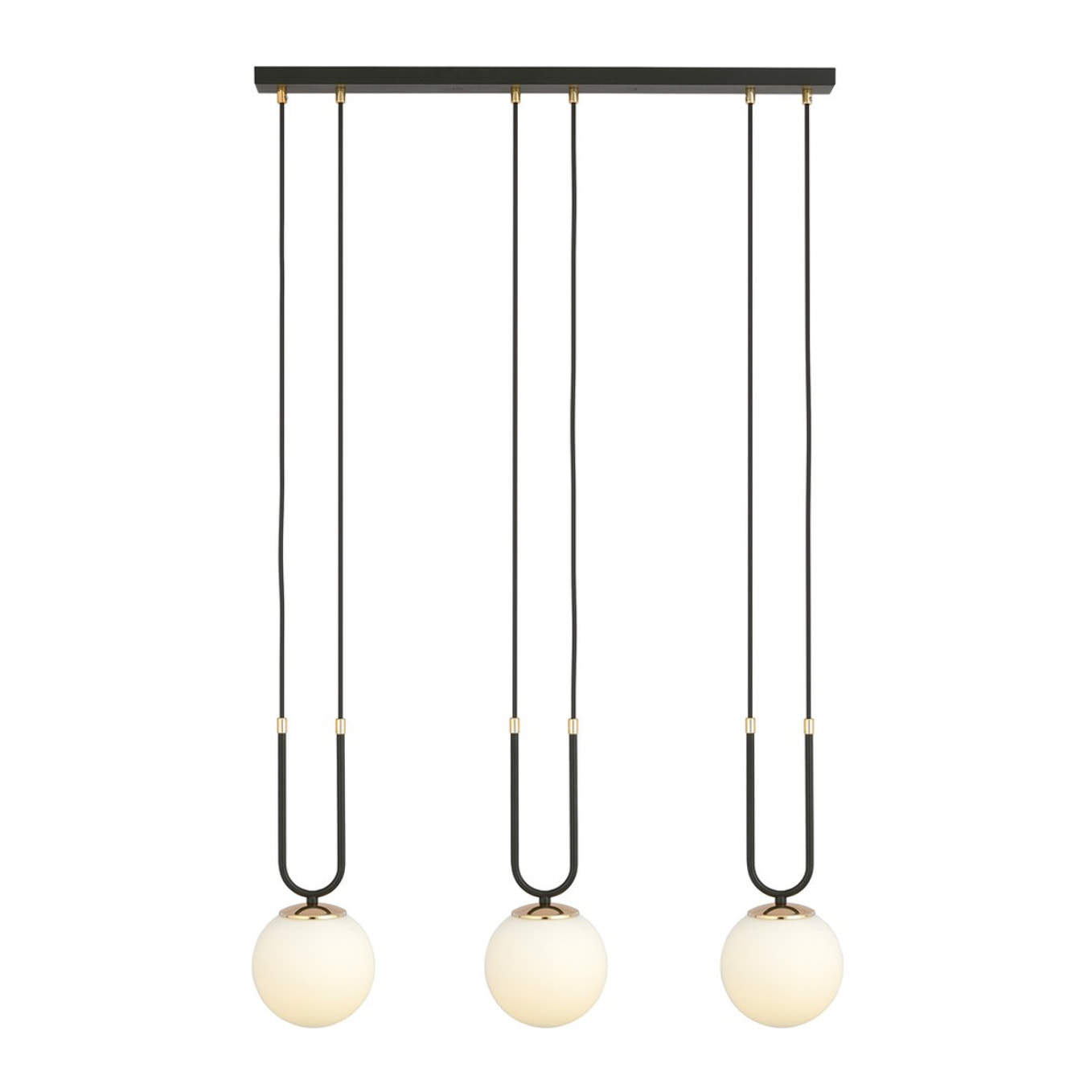 Lampada a sospensione GLAM in acciaio nero e vetro opalino