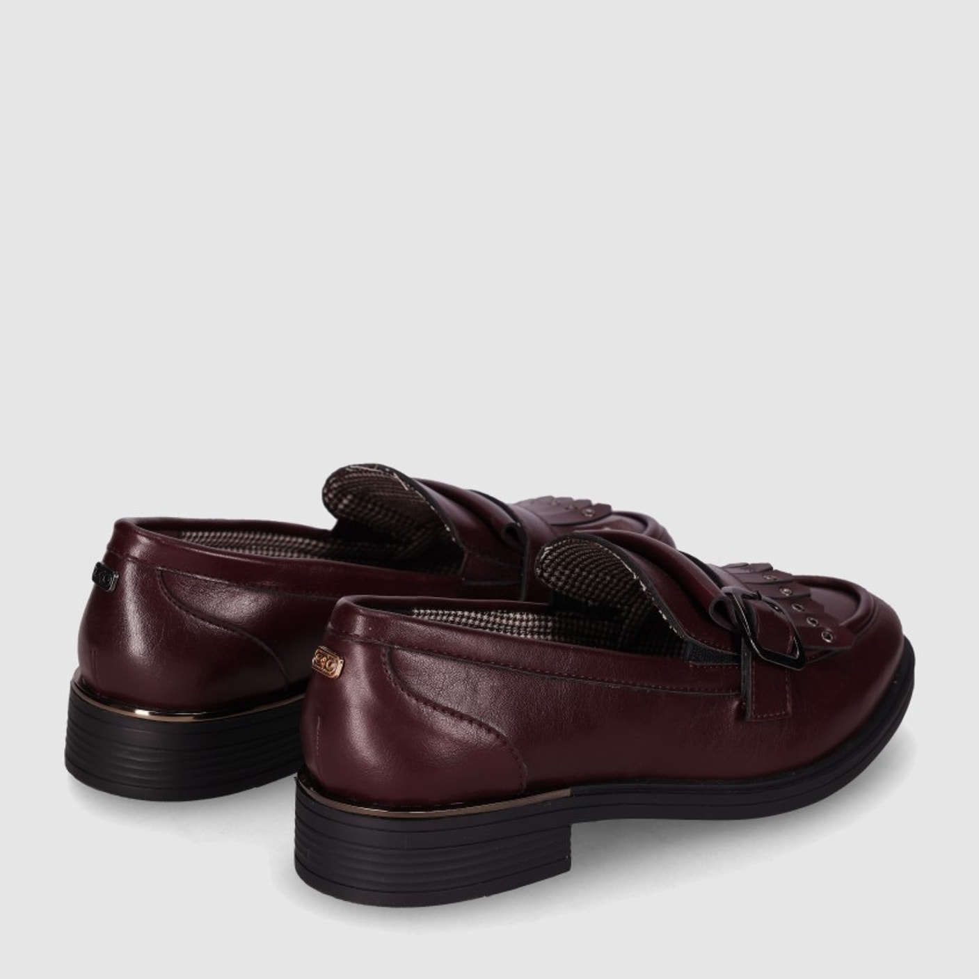Zapatos de Piel Sintética - Vino - Tacón: 3 cm