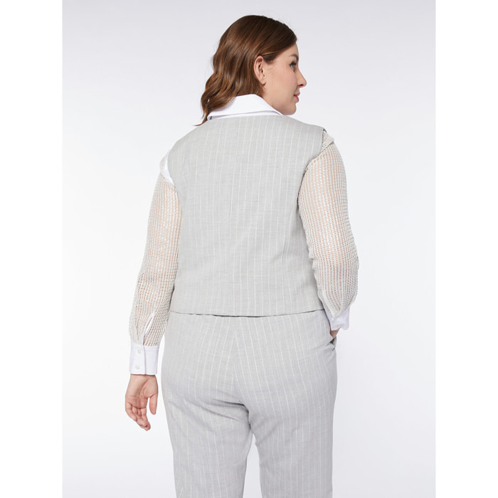 Fiorella Rubino - Gilet gessato lurex - Grigio