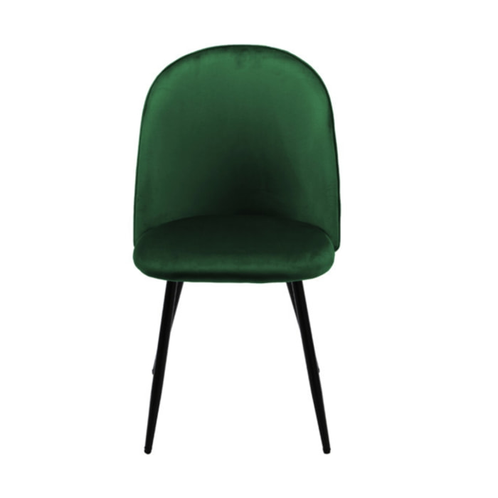 Chaise en velours dossier capitonné pieds métal Noir- SANSA