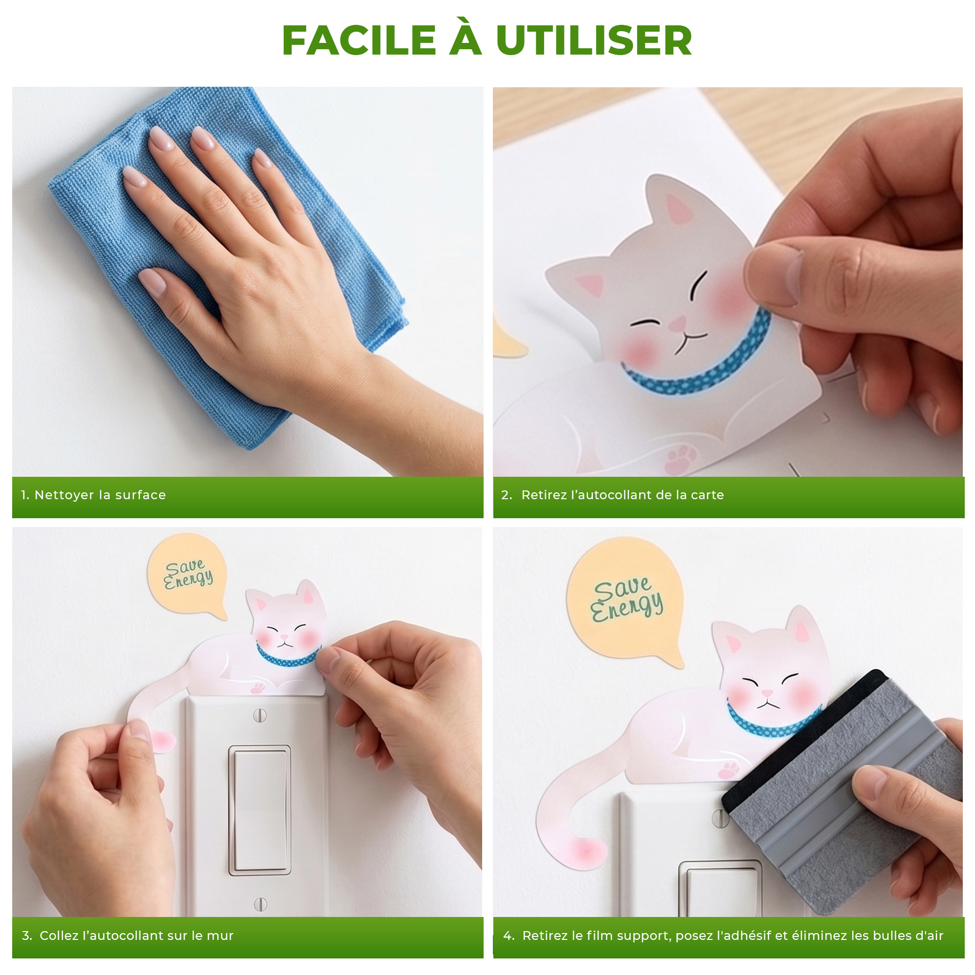 Stickers Muraux décoration adhésifs Prises Chien et Chats