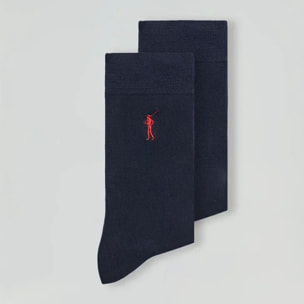 Pack hombre de dos pares de calcetines azul marino con logo Rigby Go