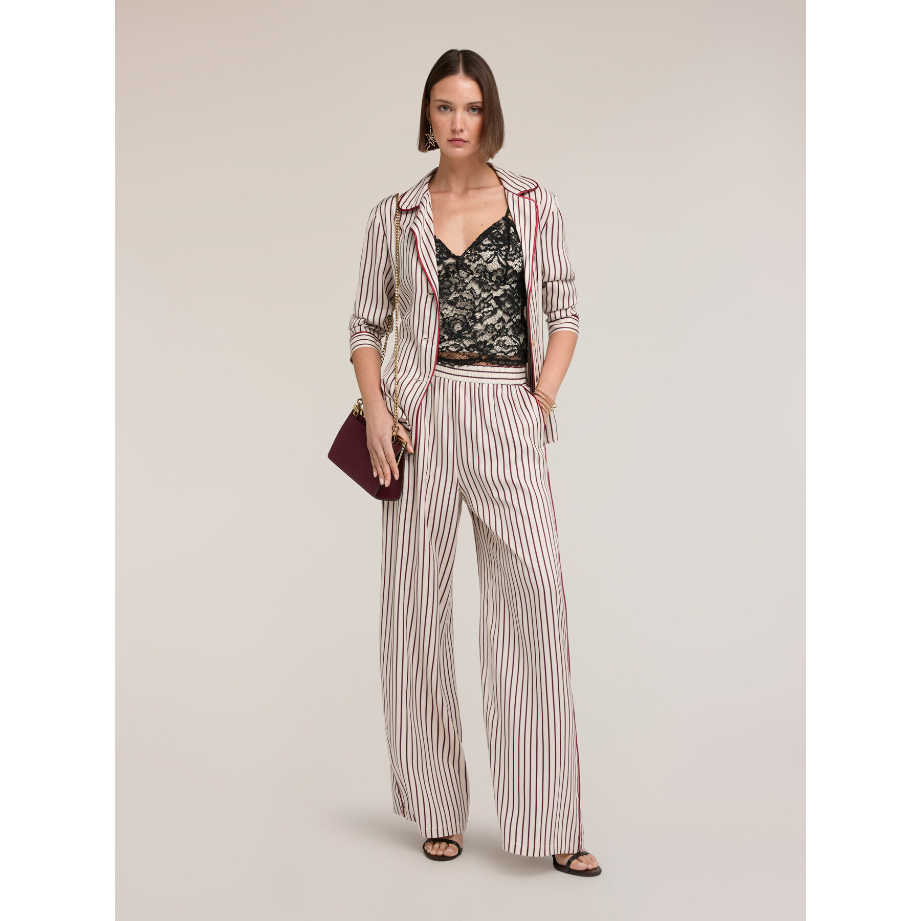 Motivi - Pantalones palazzo en twill de viscosa - Beige