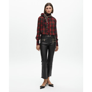 Camicia con Fiocco Stampa Animalier e Tartan