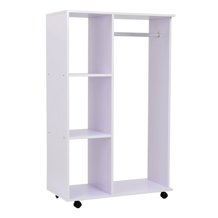 Armoire penderie armoire de rangement mobile panneaux de particules blanc