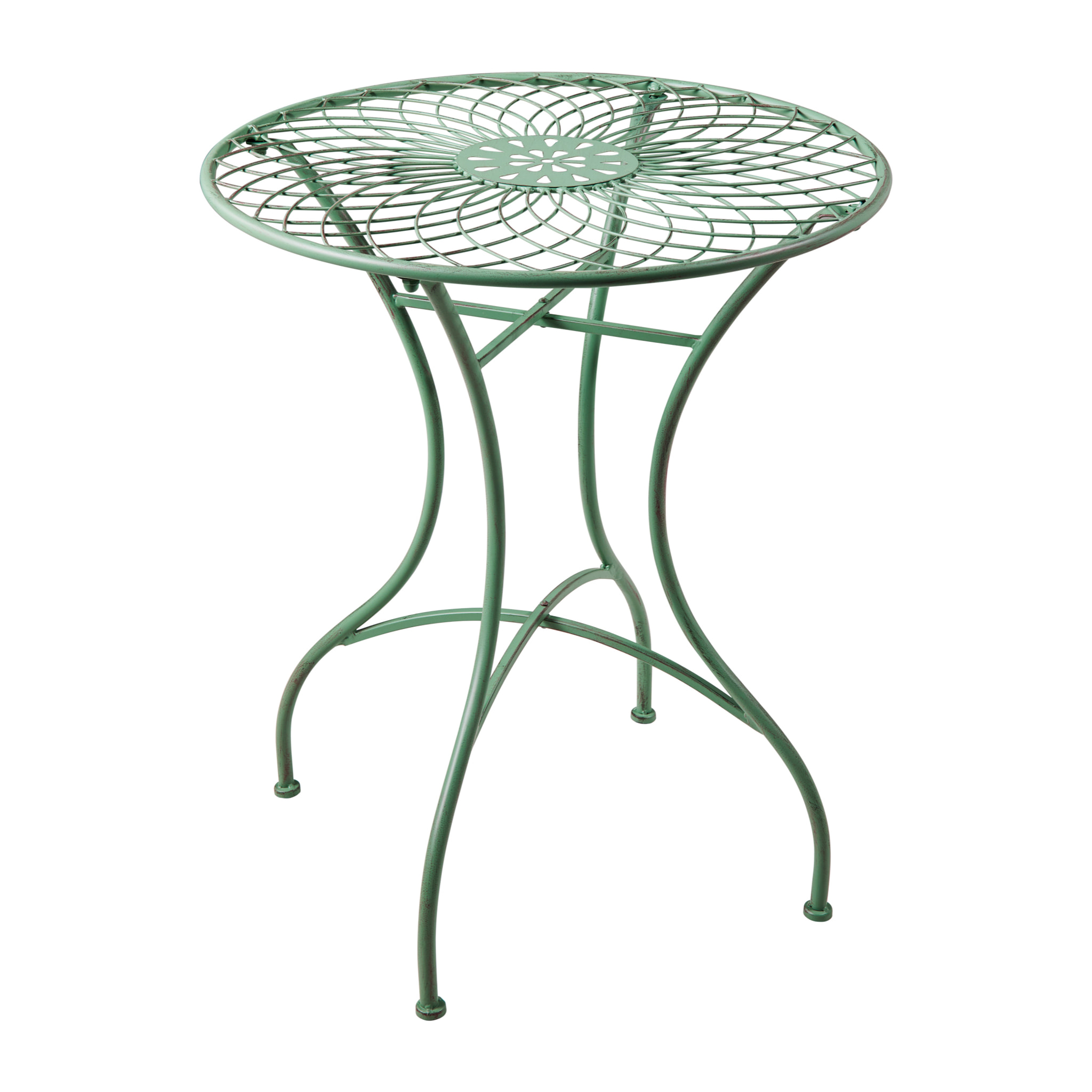 ISABELLE - SET 3 PEZZI TAVOLO CON DUE SEDIE VERDE - misura SEDIA 53,5X38X91,5, TAVOLO 59X59X71