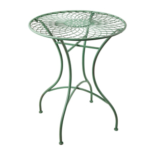 ISABELLE - SET 3 PEZZI TAVOLO CON DUE SEDIE VERDE - misura SEDIA 53,5X38X91,5, TAVOLO 59X59X71