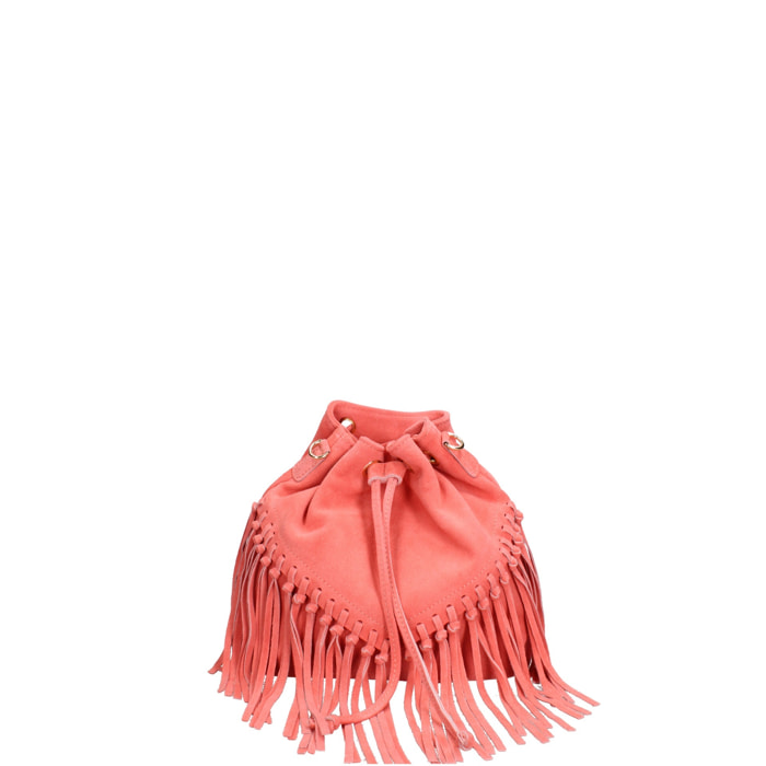 Borsa a secchiello da donna Made in Italy - Modello Umbria Plus - Pelle scamosciata - 25.0 x 22.0 x 13.0 cm