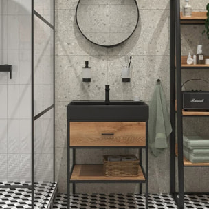 Mood mitigeur lavabo avec levier sans tirette, G3/8, Noir mat  (SATBSMOOD271C)