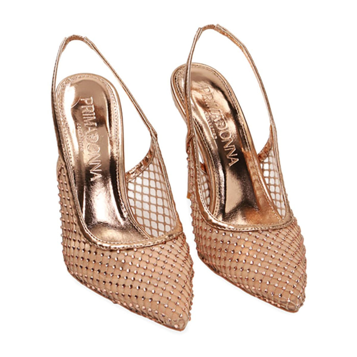 Décolleté slingback rosa oro in rete