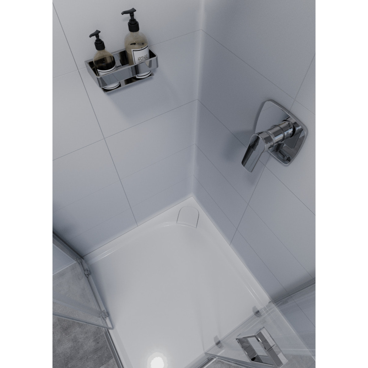 Panier de douche 20 cm en laiton massif, Chrome (SATDPOL20CH)