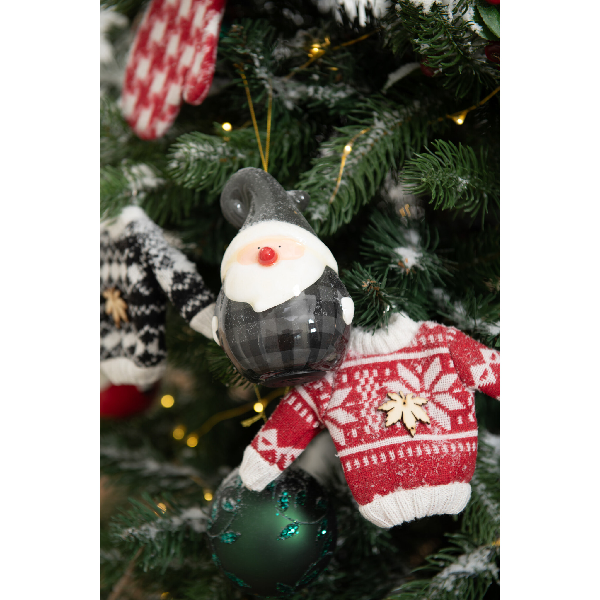 J-Line suspension Père Noël Nez Brillant - polyrésine - gris - 3 pcs