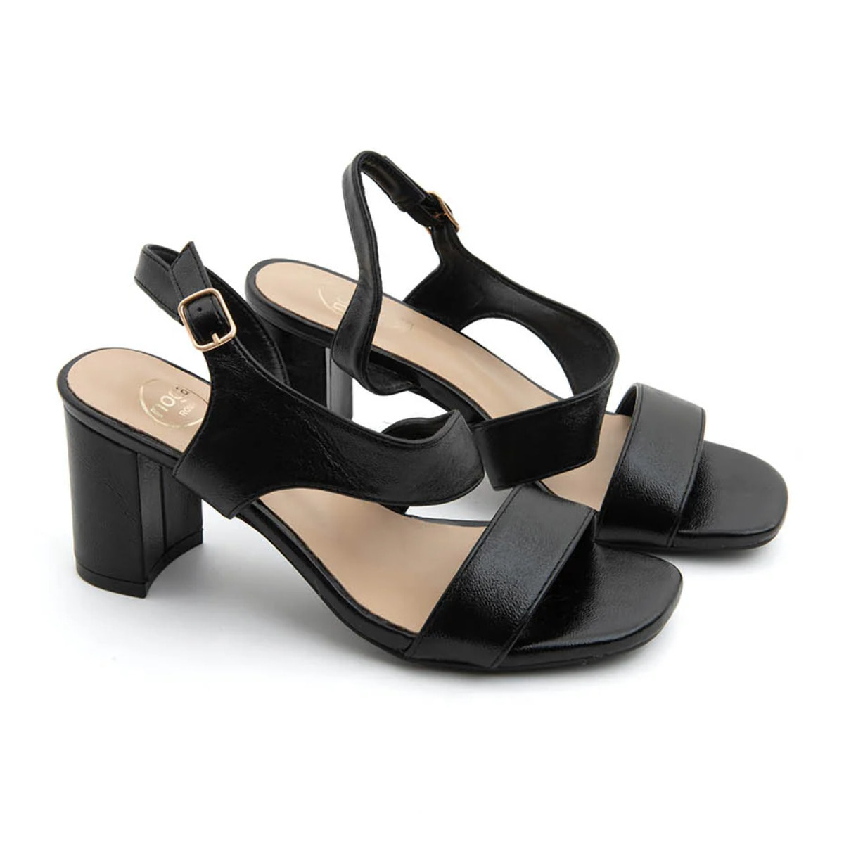 Sandalo con tacco largo e fascia sculpt - NERO