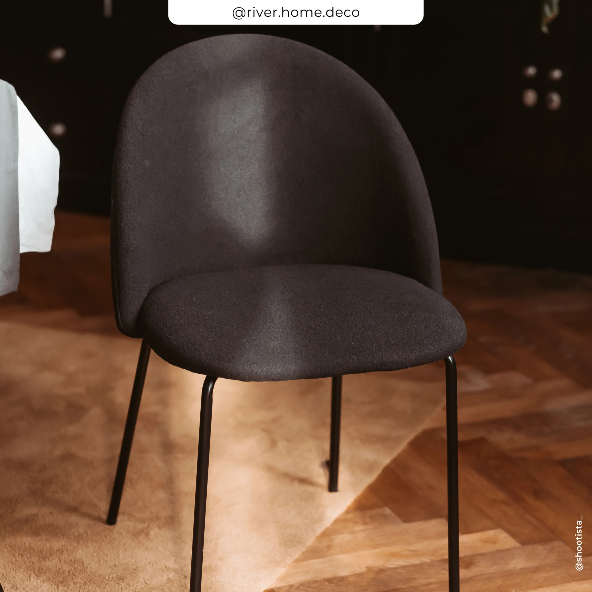 Lot de 2 chaises en tissu bouclette noir - Karl