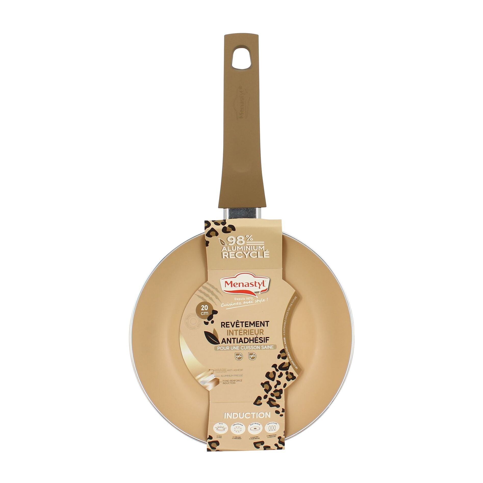 Poêle en aluminium 20cm motif léopard - tous feux LEOPARD