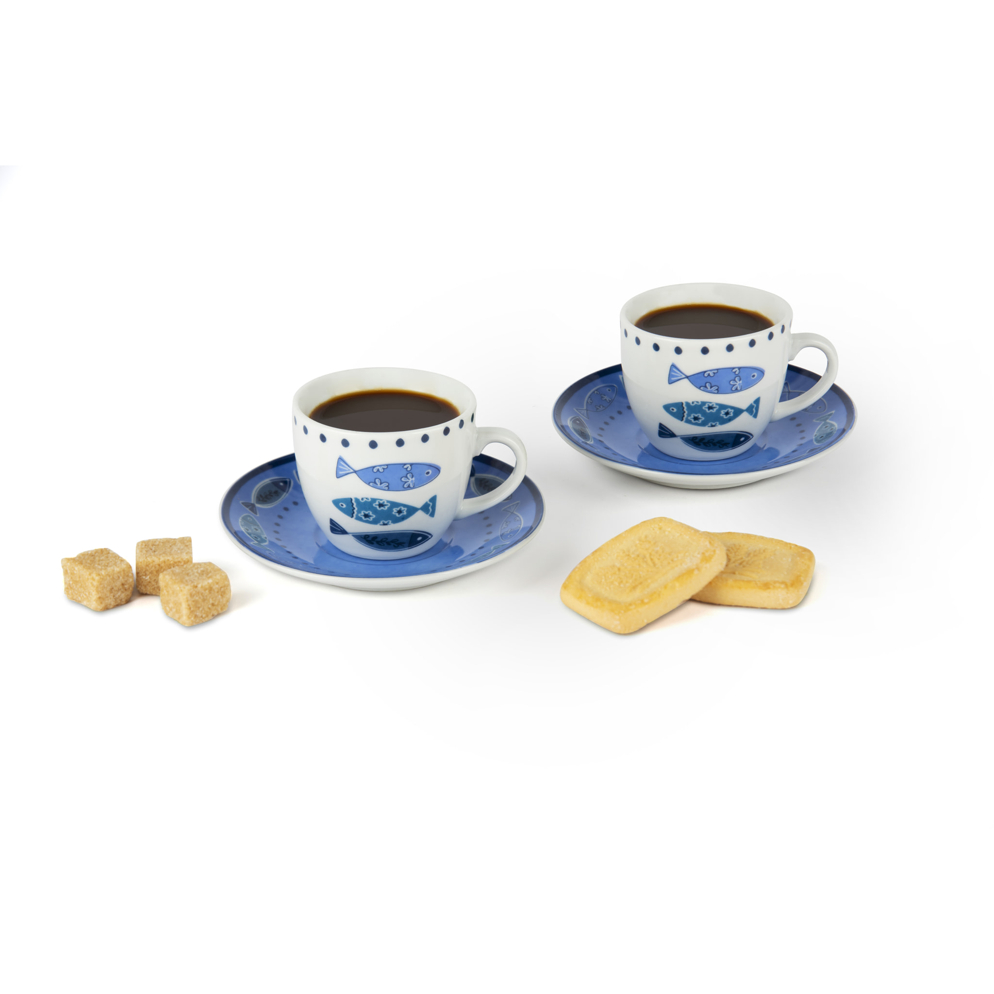 Set 6 Tazzine Caffè con Piattino Excelsa – Ocean, Porcellana Blu